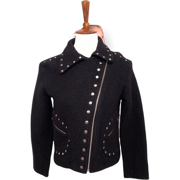 Phosphorus Black Wool Zipper Coat Large - Picture 1 of 7